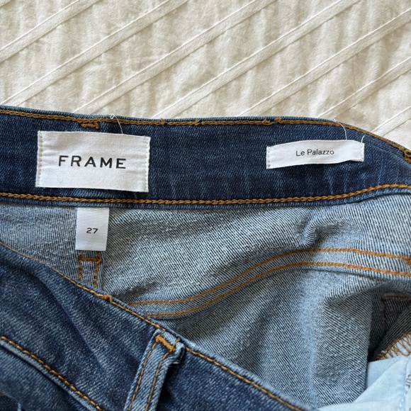 Frame The Palazzo Jeans Long Flare Denim Dark Blue Wash Size 27 - Picture 7 of 8